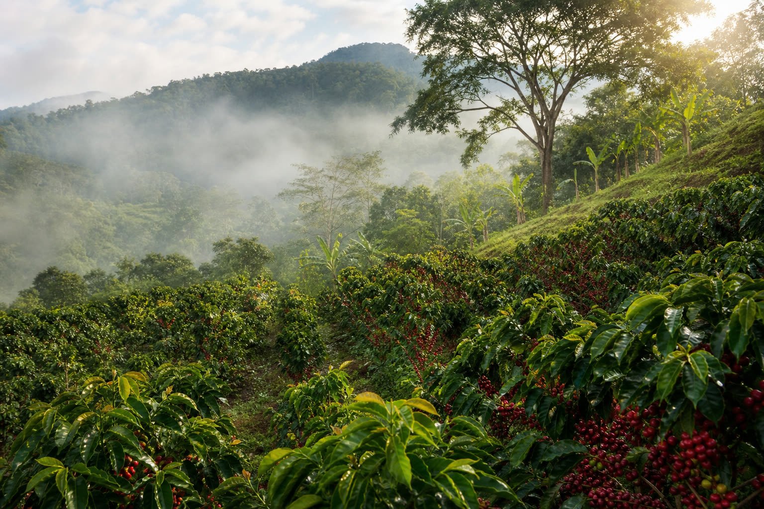 Finca cafetalera en las montañas de Madriz, Nicaragua